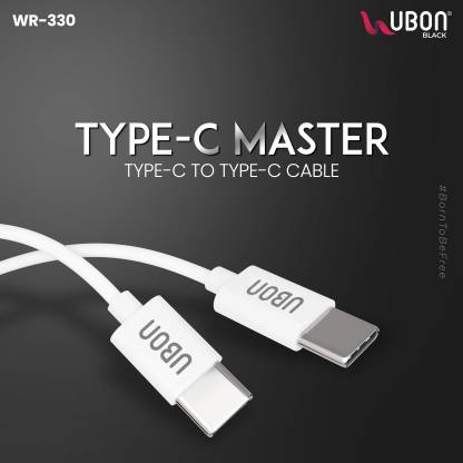 Ubon WR-330 C TO C Cable 1m, 65W Super VOOC, Tangle-Free - High-Speed Charging and Data Transfer