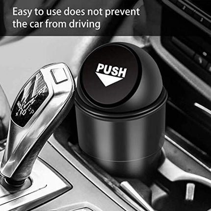Mini Car Trash Bin Can Holder Dustbin - Black (L 17 x W 6.5 cms, Plastic, Manual-Lift)