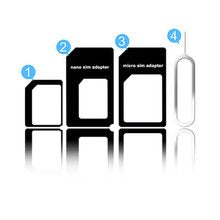Nosy SIM Card Adapter Nano to Micro and Nano to Regular, Micro to Regular with Eject Pin (Black)