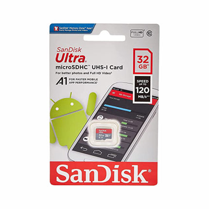 SanDisk Ultra microSD UHS-I Card 32GB - High-Speed Memory Storage for Cameras, Smartphones, and Tablets