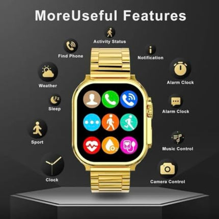 Watch Series 9  Gold EDITION 24k Gold Golden Strap Smart Watch Stainless Steel