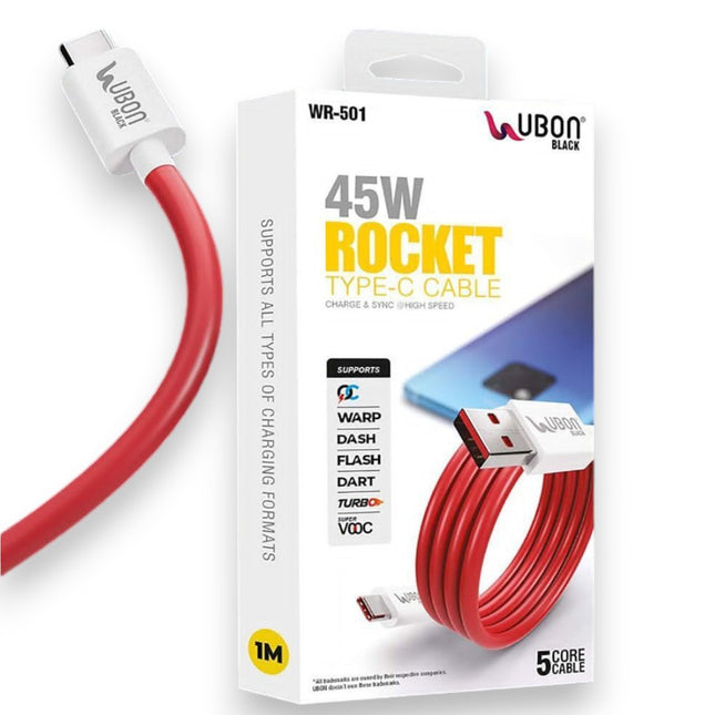 Ubon WR-501 Rocket Series Super Fast Type-C Cable - Rapid Charging and Data Transfer