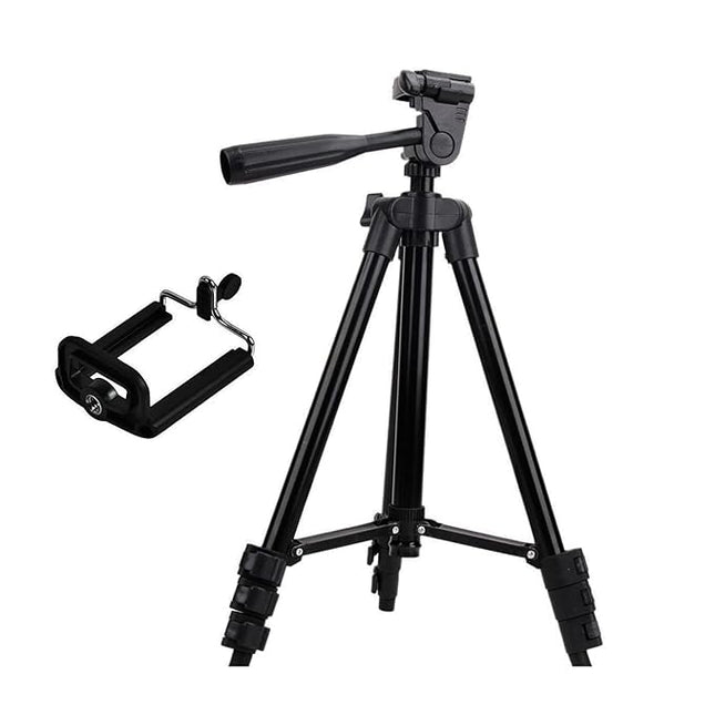 Tripod 3120A: Portable DSLR Camera and Mobile Stand Tripod - Black (Supports Up to 1500g)