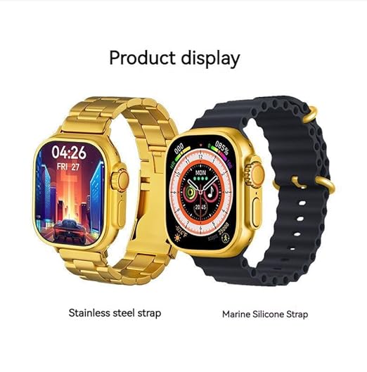 C9 Ultra max Gold Ultra MAX 49 MM Double Strap | Wireless Charging Bluetooth Calling