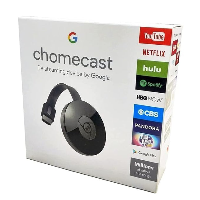 Chromecast WiFi HDMI Dongle & Wireless Display for TV Media Streaming Device (Black)