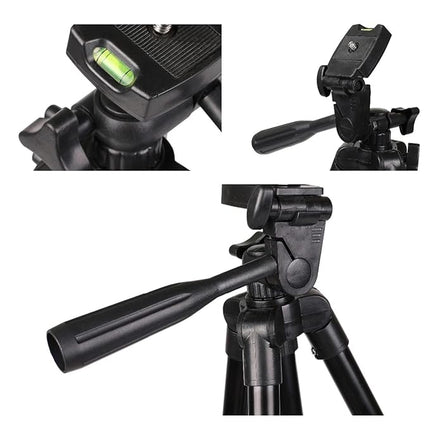Tripod 3120A: Portable DSLR Camera and Mobile Stand Tripod - Black (Supports Up to 1500g)