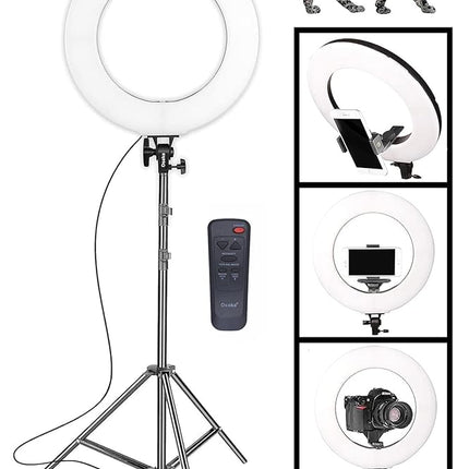 18 Inches LED Ring Light with 65W Output - Adjustable Color Temperature - Wireless Remote Control