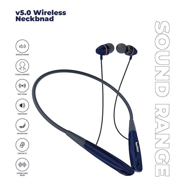 UBON CL-4050 Sound Range, in-Ear Wireless Earphones with Fast Charging, Up to 45 Hours Playtime, Inbuilt Mic, 10mm Driver, v5.3 Bluetooth Headset (Navy Blue)