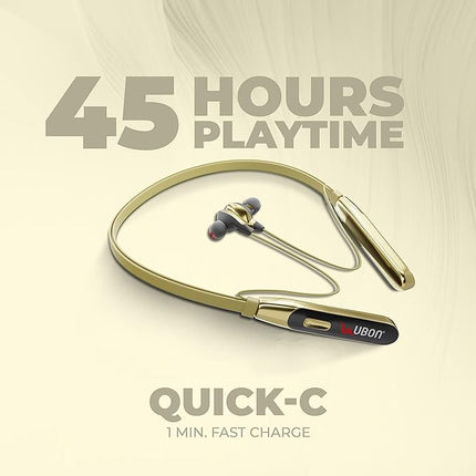 Ubon Quick Charge CL-50 Wireless Neckband - Immersive Stereo Sound and Lightning-Fast Charging