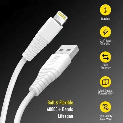 UBON WR-470 Lightning Cable 2.A Fast charging 1m Solid Cable | Data transfer Cable | iPhone & Tablet for all Series