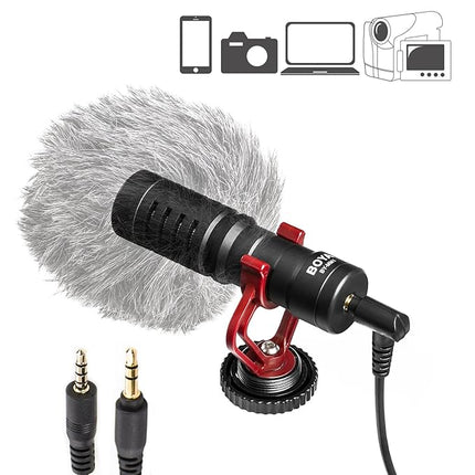 Boya by-MM1 Super-Cardioid Shotgun Microphone - Professional Audio Solution for Live Streaming and Recording