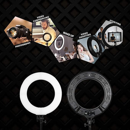 18 Inches LED Ring Light with 65W Output - Adjustable Color Temperature - Wireless Remote Control