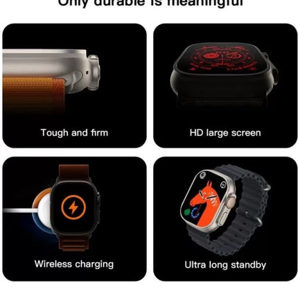 T800 Ultra Biggest Display Smart Watch with Bluetooth Calling | Wireless Magnetic Charger | Hd Display | Free Size (Orange)