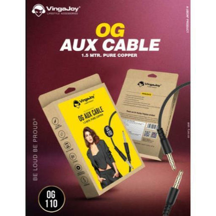 Vingajoy OG-110 Pure Copper 1.5mtr OG Aux Cable - High-Quality Audio Connection