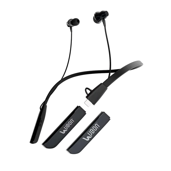 UBON Bullet Series CL-35 Wireless Neckband with Detachable Battery | Sporty Design Wireless v5.3 Magnetic Earbuds with Control Buttons & Touch Operation up to 10-meters Connection Distance