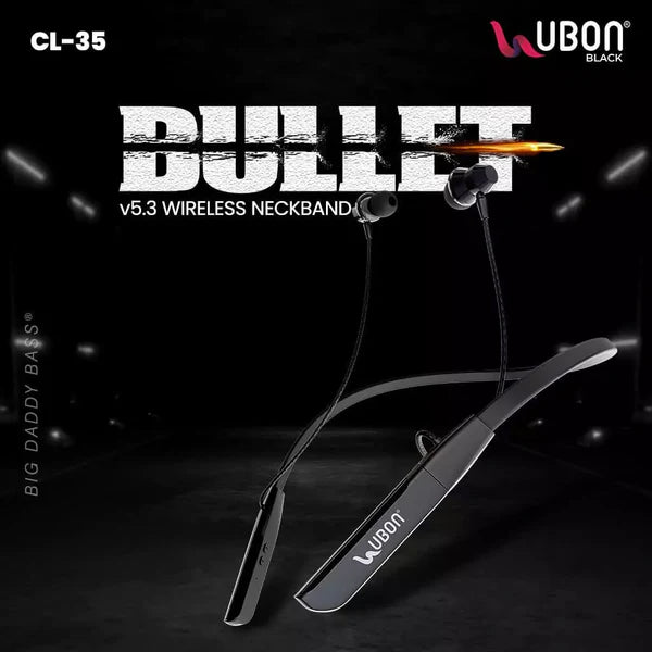 UBON Bullet Series CL-35 Wireless Neckband with Detachable Battery | Sporty Design Wireless v5.3 Magnetic Earbuds with Control Buttons & Touch Operation up to 10-meters Connection Distance