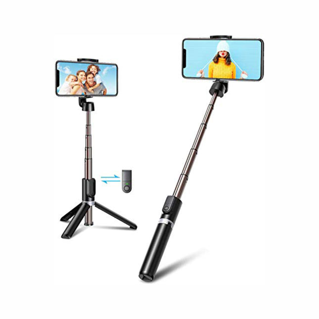 R-1 SELFIE STICK Extendable Selfie Stick with Wireless Remote and Tripod Stand (Black)