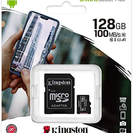 Kingston Canvas Select 128GB MicroSD XC Class 10 Memory Card - High-Speed, Reliable Storage Solution