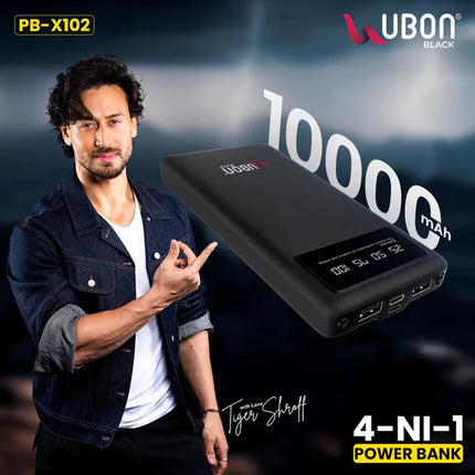 Ubon PB-X102 10000mAh 4 In 1 Power Bank - Versatile Charging Solution