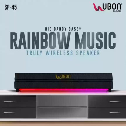 Ubon SP-45 Wireless Soundbar Rainbow Music - 10W Bluetooth v5.0, Mono Channel, Black