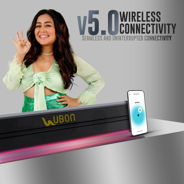 Ubon SP-45 Wireless Soundbar Rainbow Music - 10W Bluetooth v5.0, Mono Channel, Black