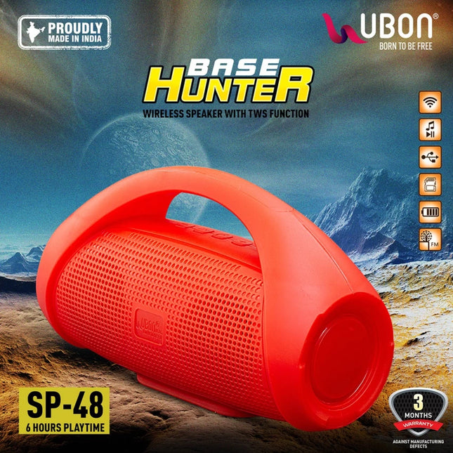 Ubon SP-48 Base Hunter Wireless Bluetooth Speaker - Enhanced TWS Functionality, Versatile Connectivity Options, 8W Output Power