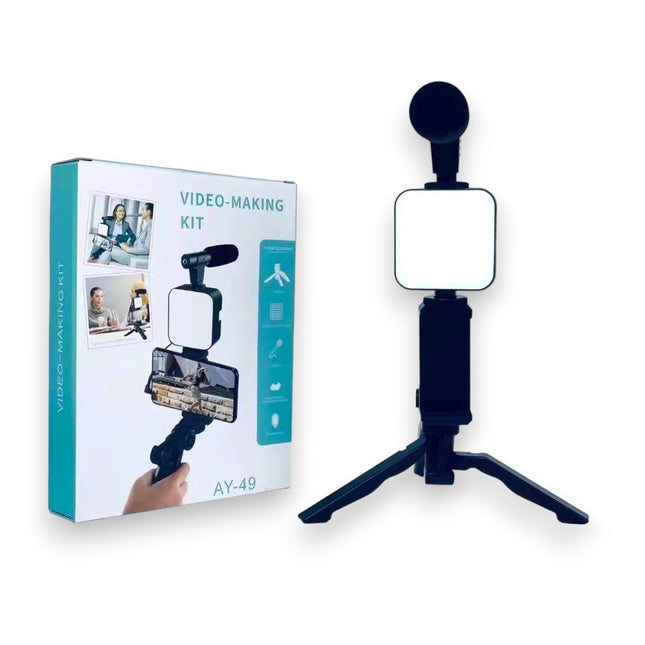 Video Making Kit AY-49 Vlogging Camera with Mic and Tripod Kit